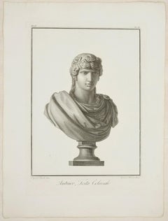 Antinoo, Testa Colossale - Etching by Giovanni Folo - 1821
