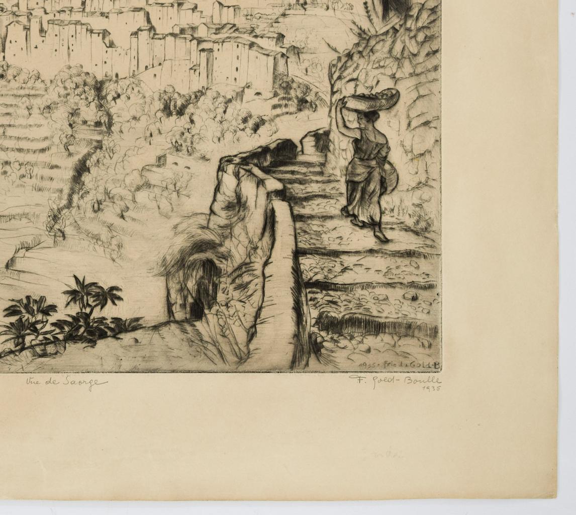 Landscape - Etching by Friedi Gold Boille - 1935 For Sale 1