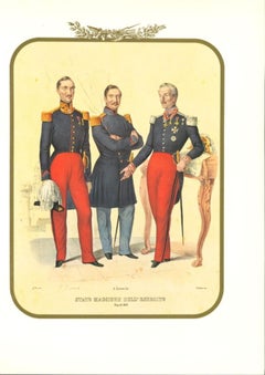 État majeur de l'armée - Gravure originale d'Antonio Zezon - 1851