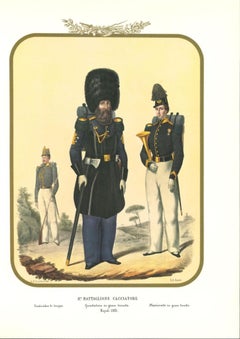 VIII Hunter Battalion - Original Lithograph by Antonio Zezon - 1853