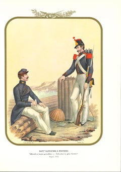 Battalion Zappatori and Pioneri - Original Lithograph by Antonio Zezon - 1853