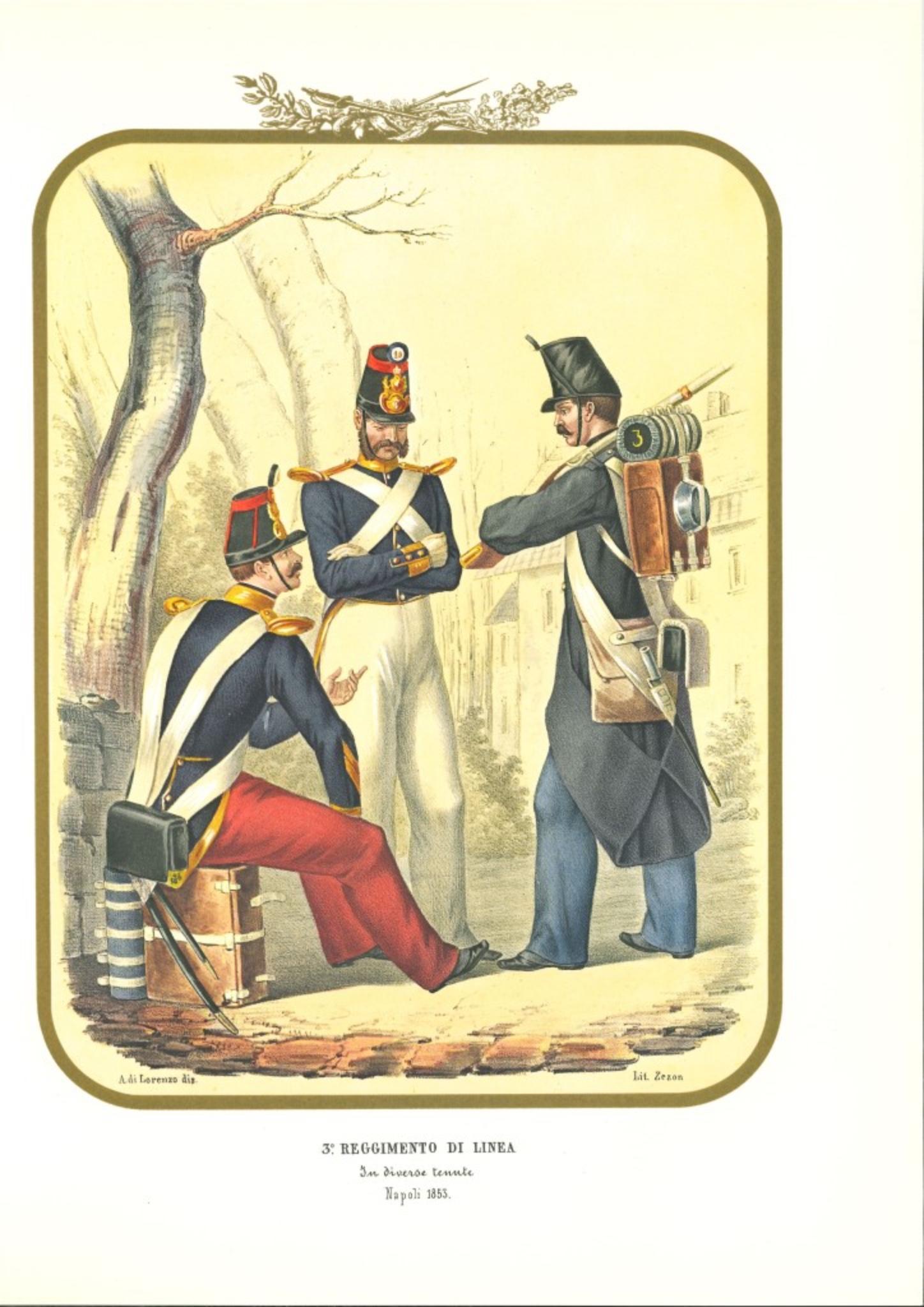 III Line Regiment - Lithograph by Antonio Zezon - 1853