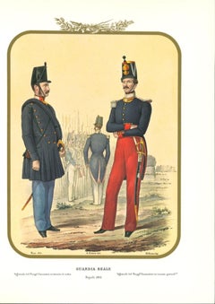 Antique Real Guard - Lithograph by Antonio Zezon - 1852