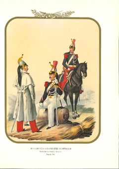 Le régiment Carabinieri à cheval - Lithographie d'Antonio Zezon - 1854