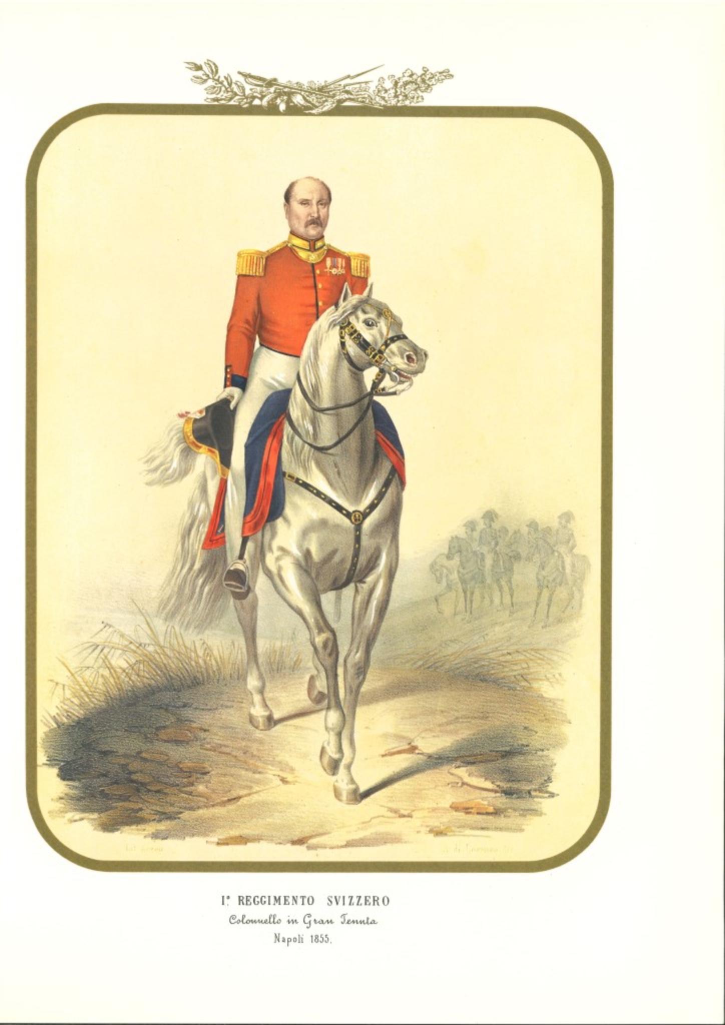 Colonel of the I Swiss Regiment - Lithograph by Antonio Zezon - 1855