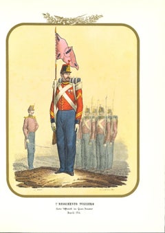 Lithographie de Antonio Zezon « Army I Swiss Regiment » (Armée suisse)