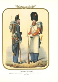 Le régiment suisse I - Lithographie d'Antonio Zezon - 1853