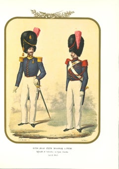 Guides of the General State on foot- Original Lithograph by Antonio Zezon - 1855