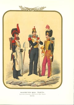 Antique Second Royal Navy Regiment - Lithograph by Antonio Zezon - 1854