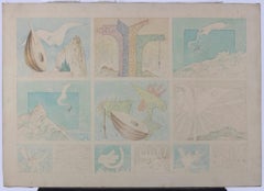 Micromondi - Pasteles y acuarela de Leo Guida - Años 70