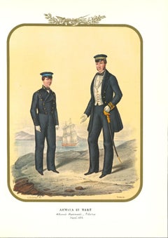 Navy: Seafaring Students - Original Lithograph by Antonio Zezon -1855