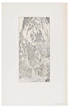 Landscape - Original Woodcut by Shuko Yishi - 19th Century
