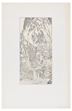 Paysage - gravure sur bois originale de Shuko Yishi - 19ème siècle