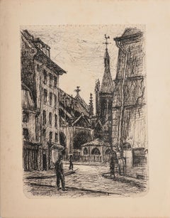Paris The Church - Original Pen Drawing - Mid-20th Century