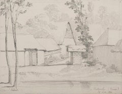 The House in Picardie - Original Pencil by E. Hebert - 1856