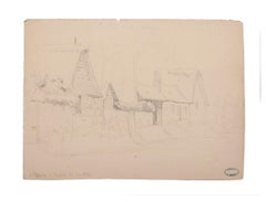 Casa en Picardía - Lápiz original de E. Hebert - 1856