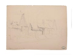 House in Picardie - Original Pencil by E. Hebert - 1856