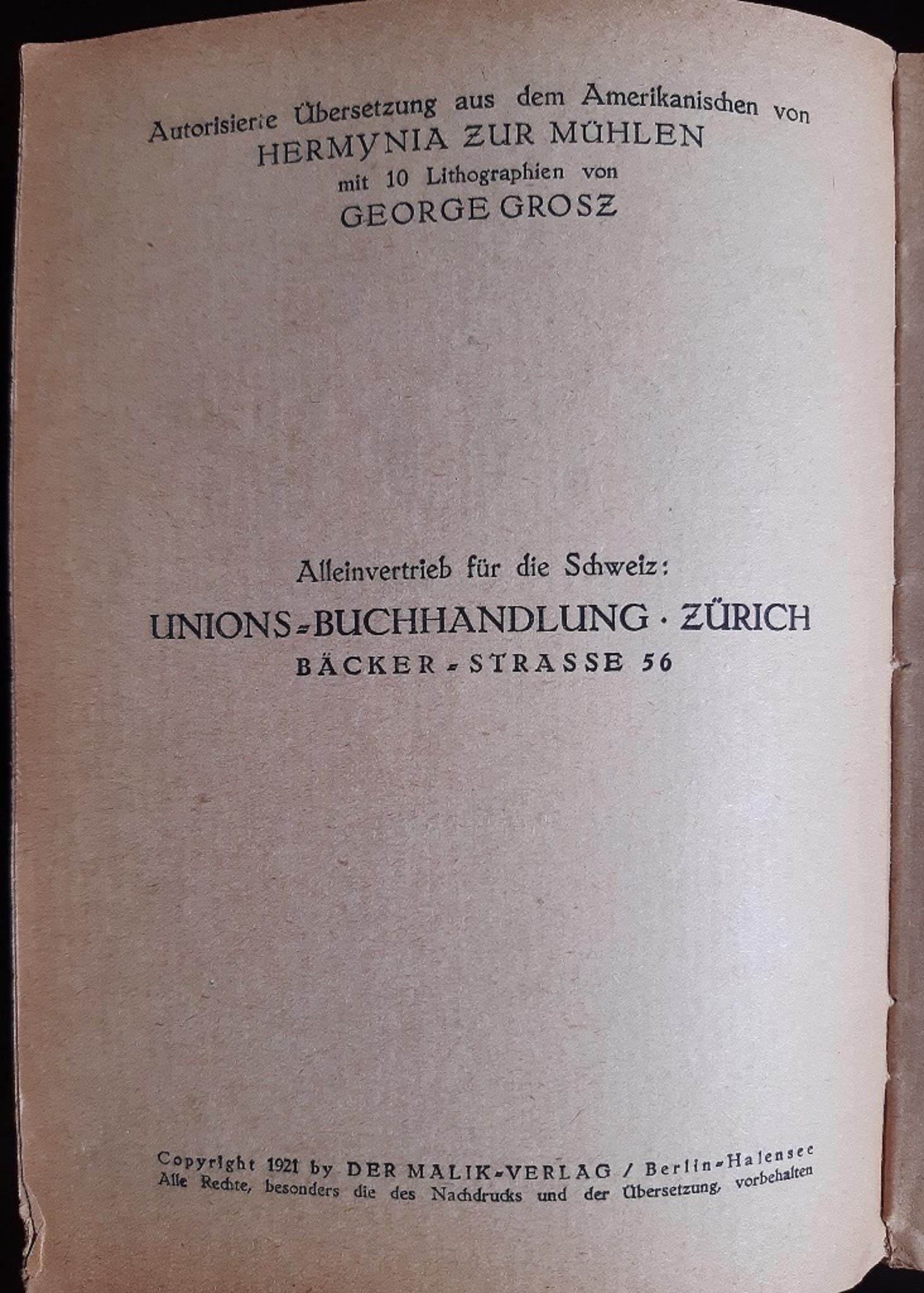 100% - Rare Book by George Grosz - 1921 For Sale 1