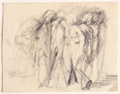 Figures - Original Carbon Pencil Drawing - Early 20th Century