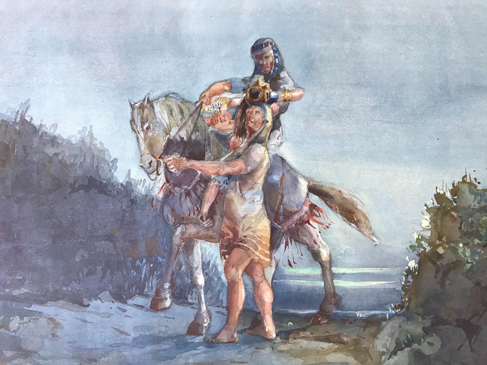 Huida a Egipto - Acuarela de Eugenio Larminiani - 1923 en venta 1