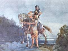 Fleeing to Egypt - Watercolor by Eugenio Larminiani - 1923