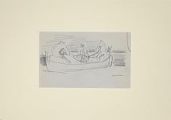 Fishermen – Original-Bleistiftzeichnung von Herta Hausmann – 1950er Jahre