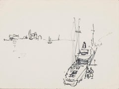 Boat - Original Pen Sketch - Mid-20th Century