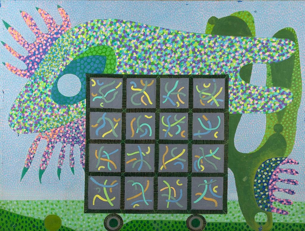 Ohne Titel – Acryl auf Holz von Leo Guida – 1992