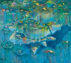 Water Lilies - Original Oil painting by Franco Mulas - 1998