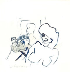 Sex Appeal -  Ink Drawing on Paper by Mino Maccari - 1960s