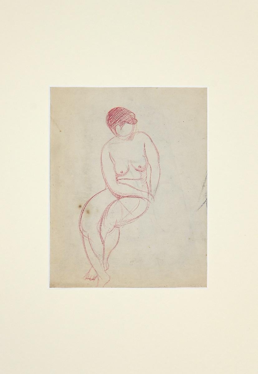 Unknown Figurative Art - Nude of woman - Original Drawing - 1890 ca.