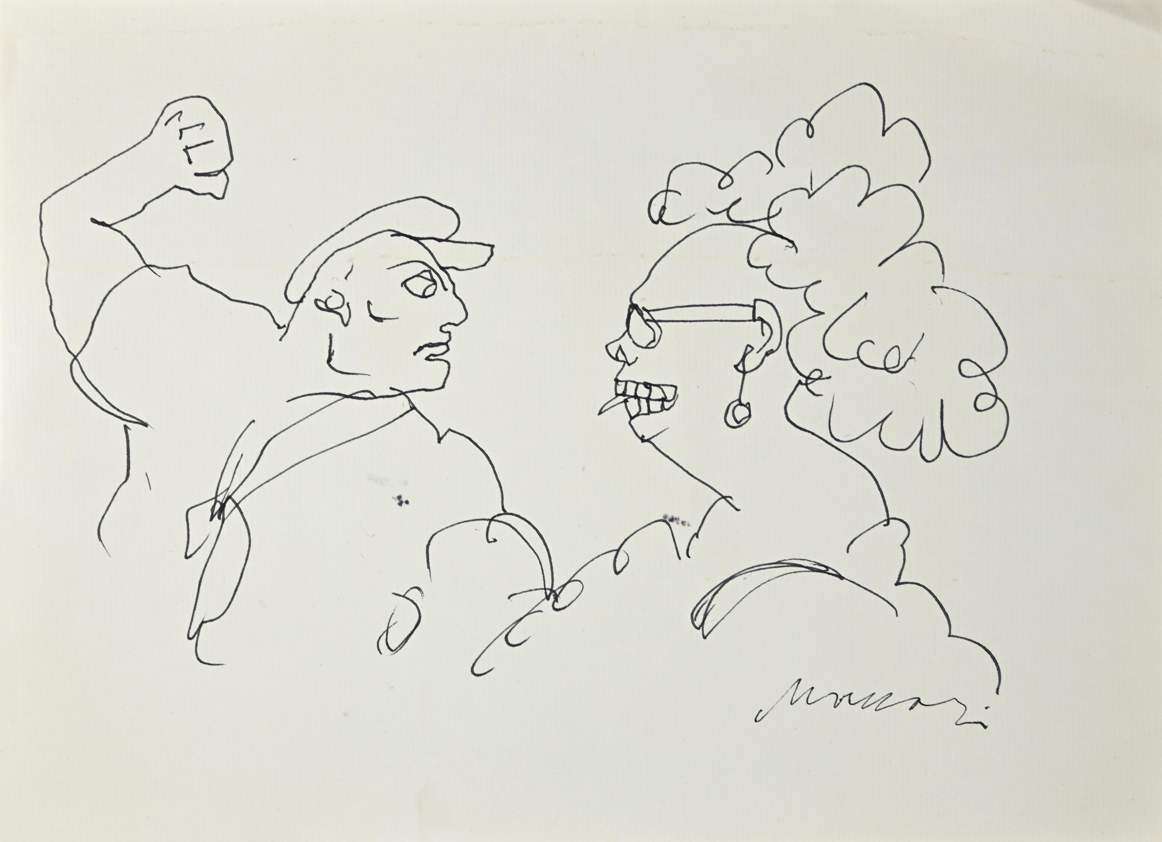 "The Couple"  is original drawings in pen on ivory paper realized by Mino Maccari (1898-1989).

Hand-signed, dated at the lower left.

In good conditions.

Mino Maccari (1898-1989): Italian writer, painter, engraver and journalist, winner of the