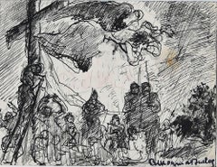 Jesus Christ on the Cross -  Ink Drawing - Early 20th Century