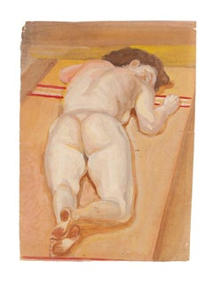 Nude des sterbenden Mädchens – Original Mixed Media von Jean-Raymond Delpech – 1940er Jahre