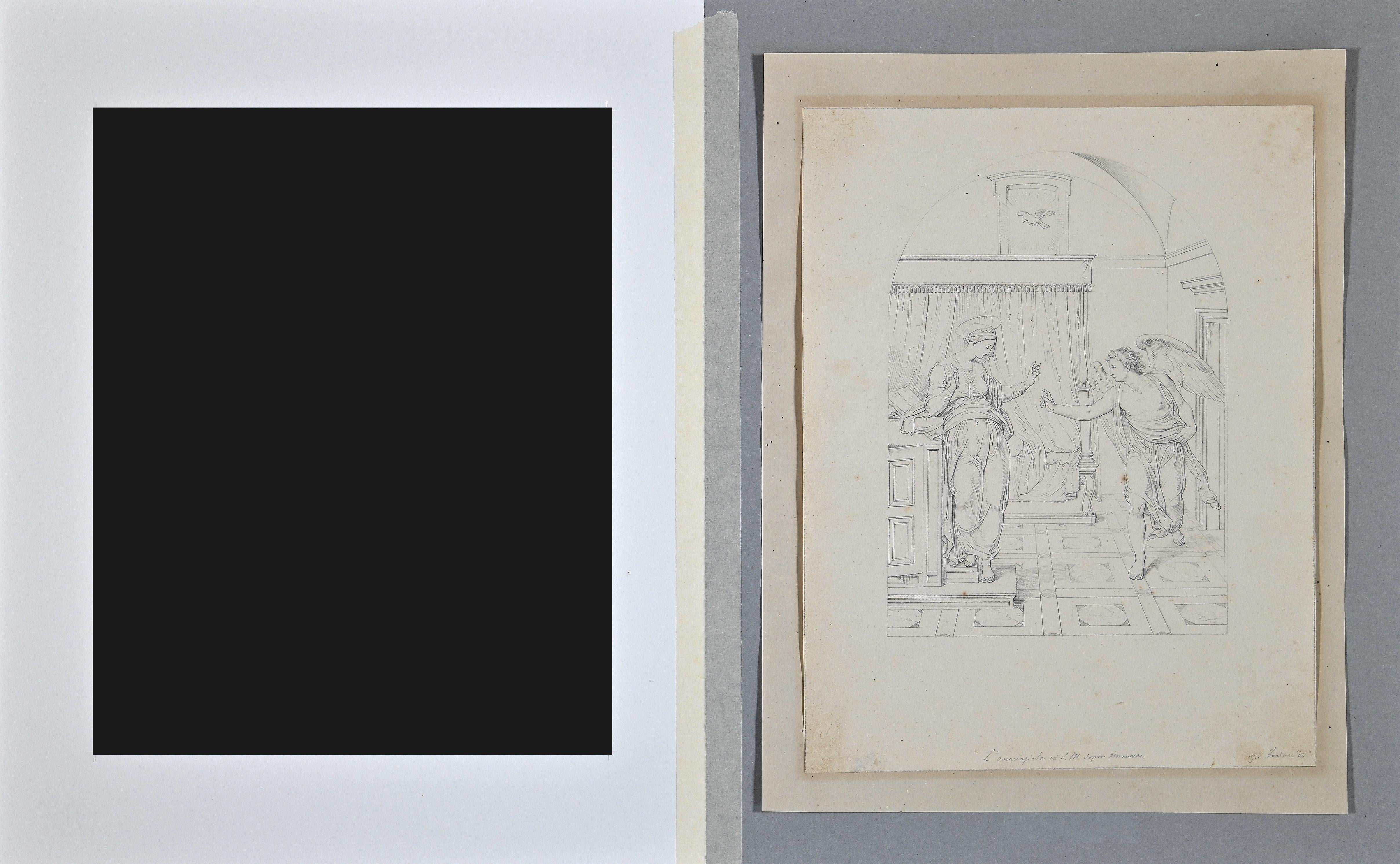 The Announcement -  Drawing by Giovanni Fontana - 16th Century For Sale 1
