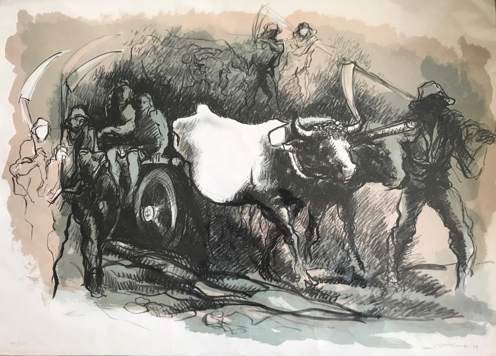 Bauernhofmacher – Lithographie von Giuseppe Mazzullo – 1979