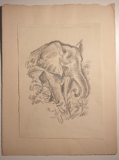 Africa - The Elephant - Original Lithograph by Emmanuel Gondouin - 1930s