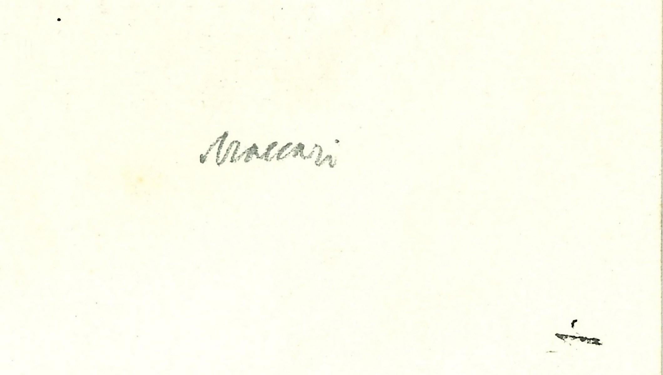 Porträtskizze eines männlichen Porträts – Zeichnung von Mino Maccari – 1960er Jahre im Angebot 1