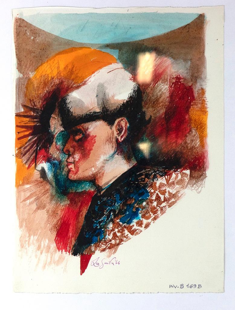 Matador 2 -  Dibujo en técnica mixta de Leo Guida - 1964