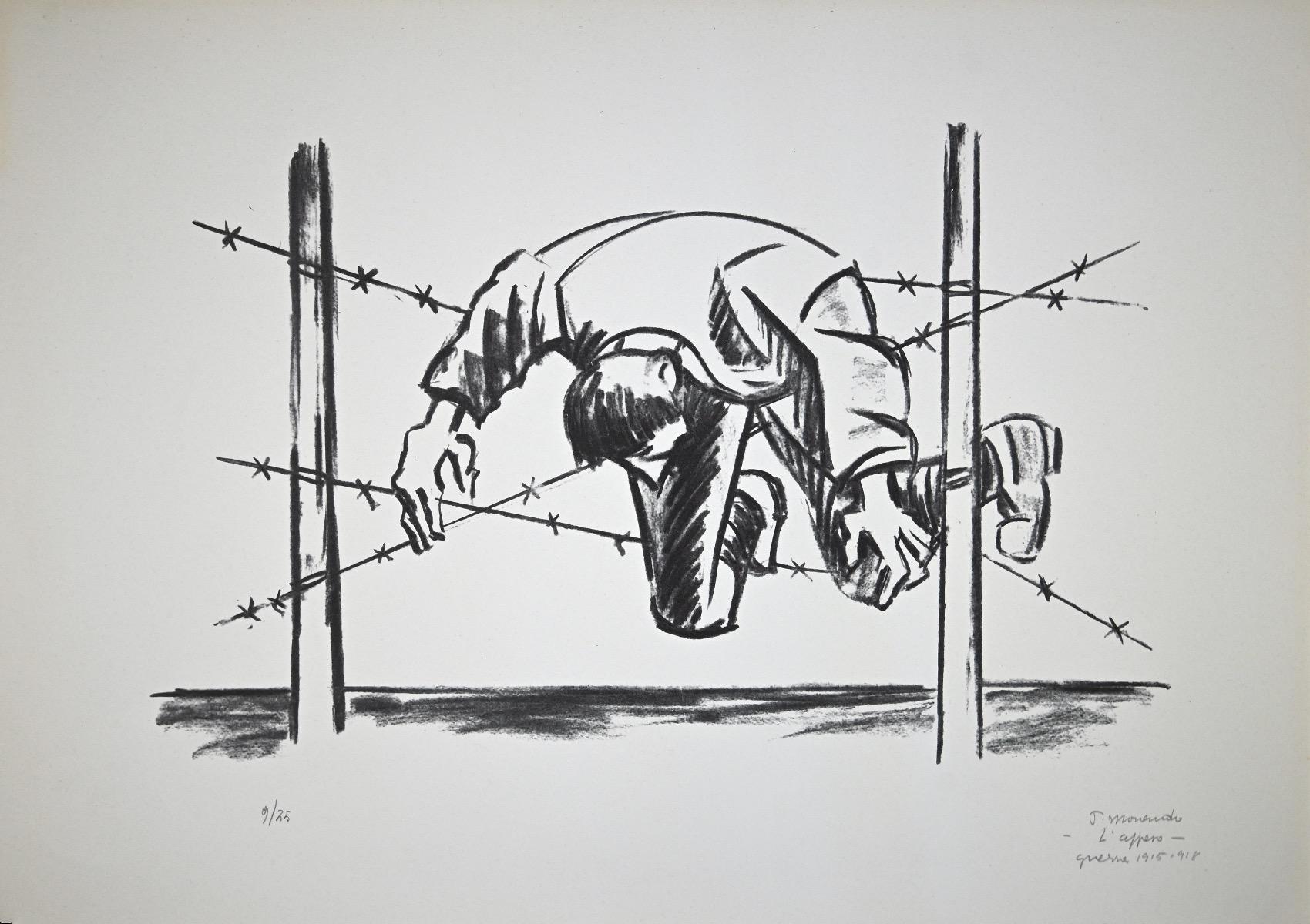 The Hanging One - Original Lithograph by Pietro Morando - 1975 ca.