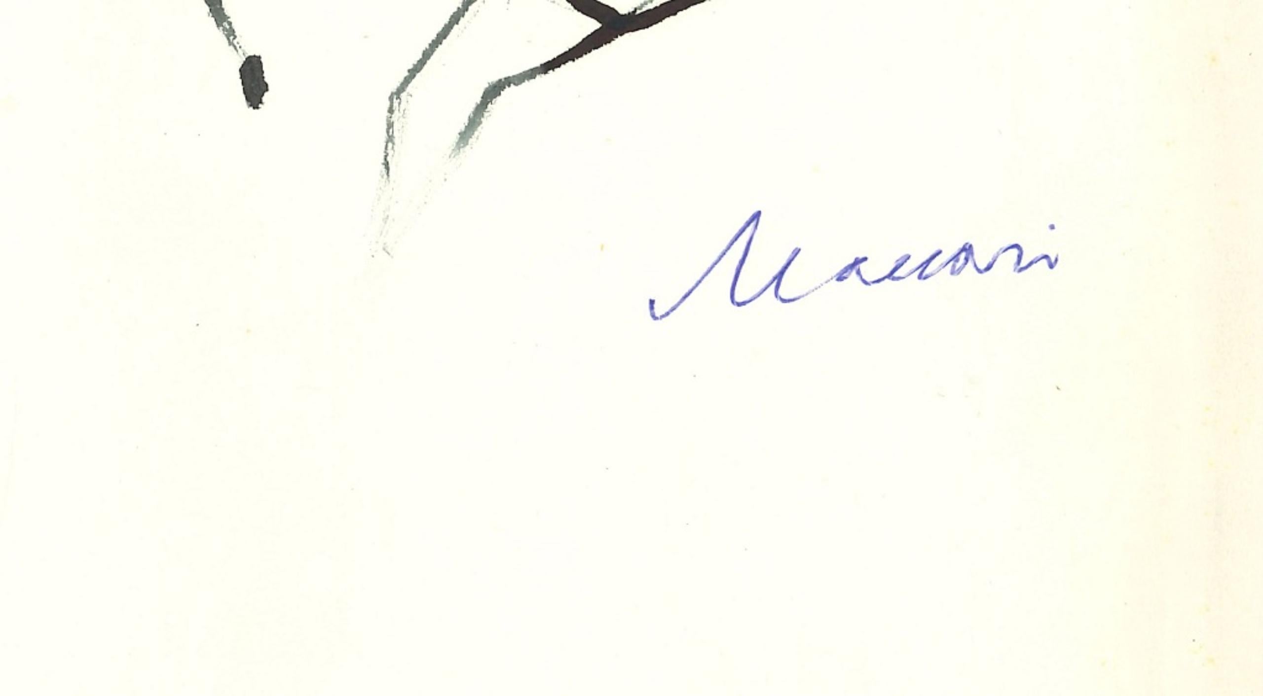 La Mezzana - China Ink by Mino Maccari - 1960s For Sale 1