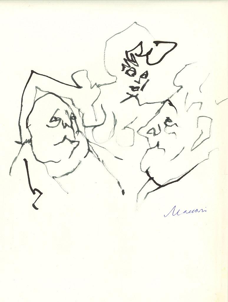 La Mezzana - China Ink by Mino Maccari - 1960s