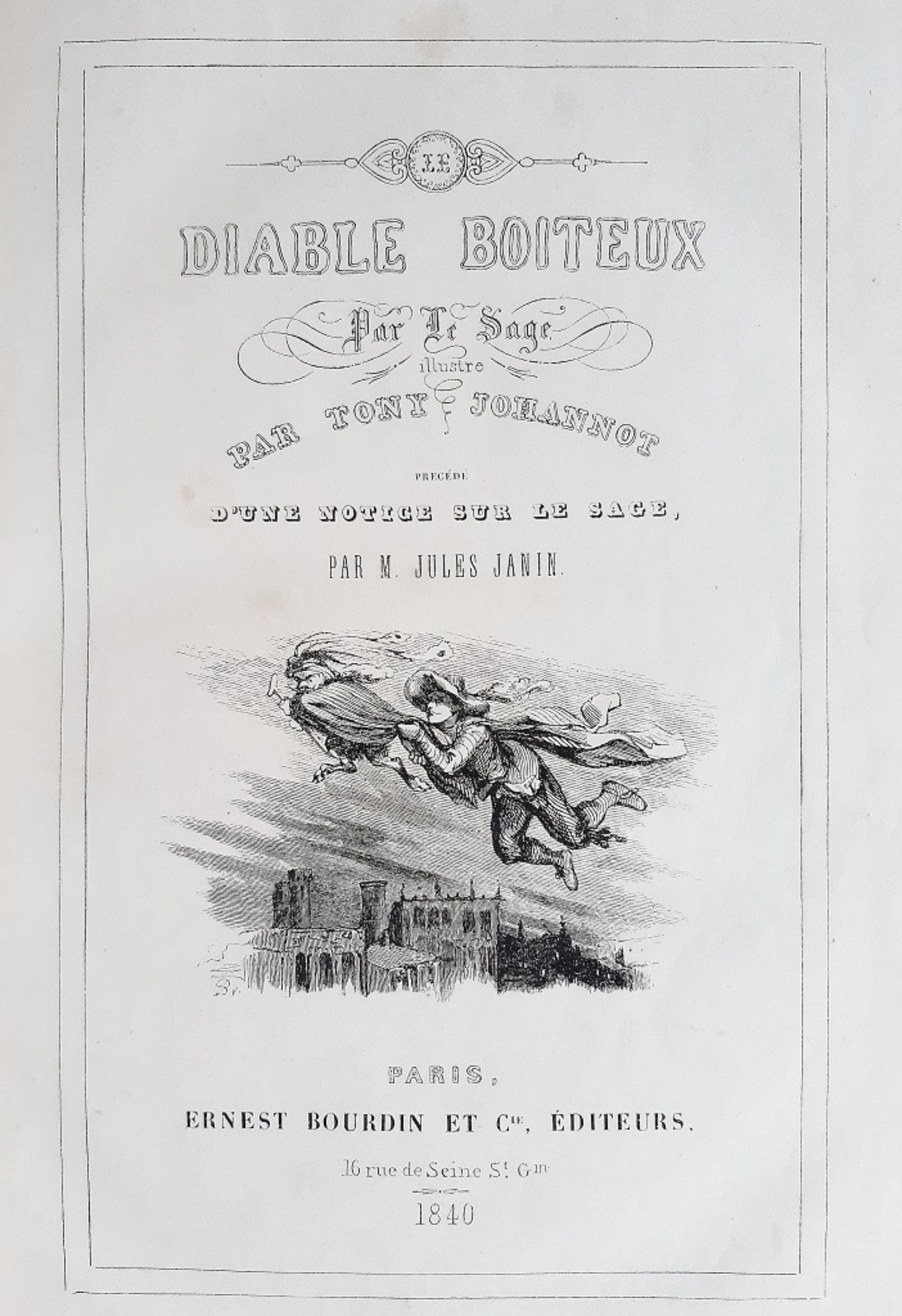 Le Diable Boiteux – seltenes Buch, illustriert von Tony Johannot – 1840 im Angebot 1