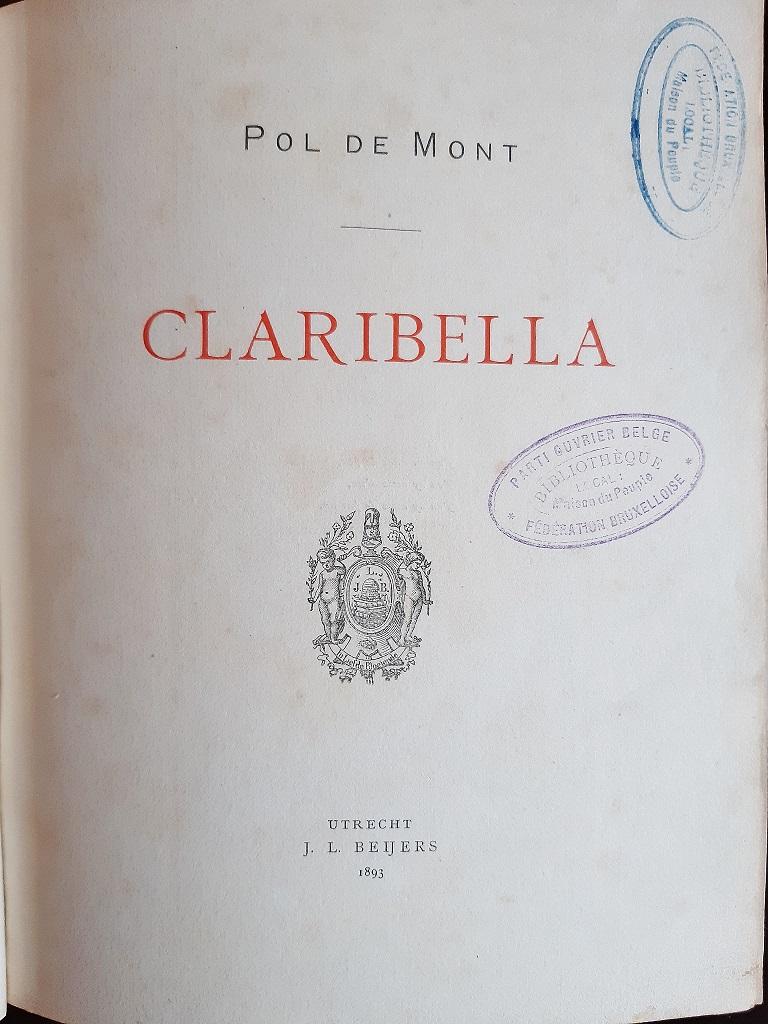 Claribella is an original modern rare book illustrated by Fernand Edmond Jean Marie Khnopff (12 September 1858 – 12 November 1921) in 1893.

Original First Edition.

Published by Beijers, Utrecht.

Format: In 8°.

The book includes 224 pages.