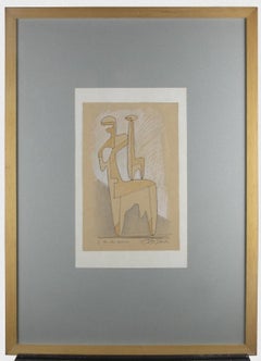 Two Essences - Original Pencil and Pastel on Paper by Leo Guida - 1972