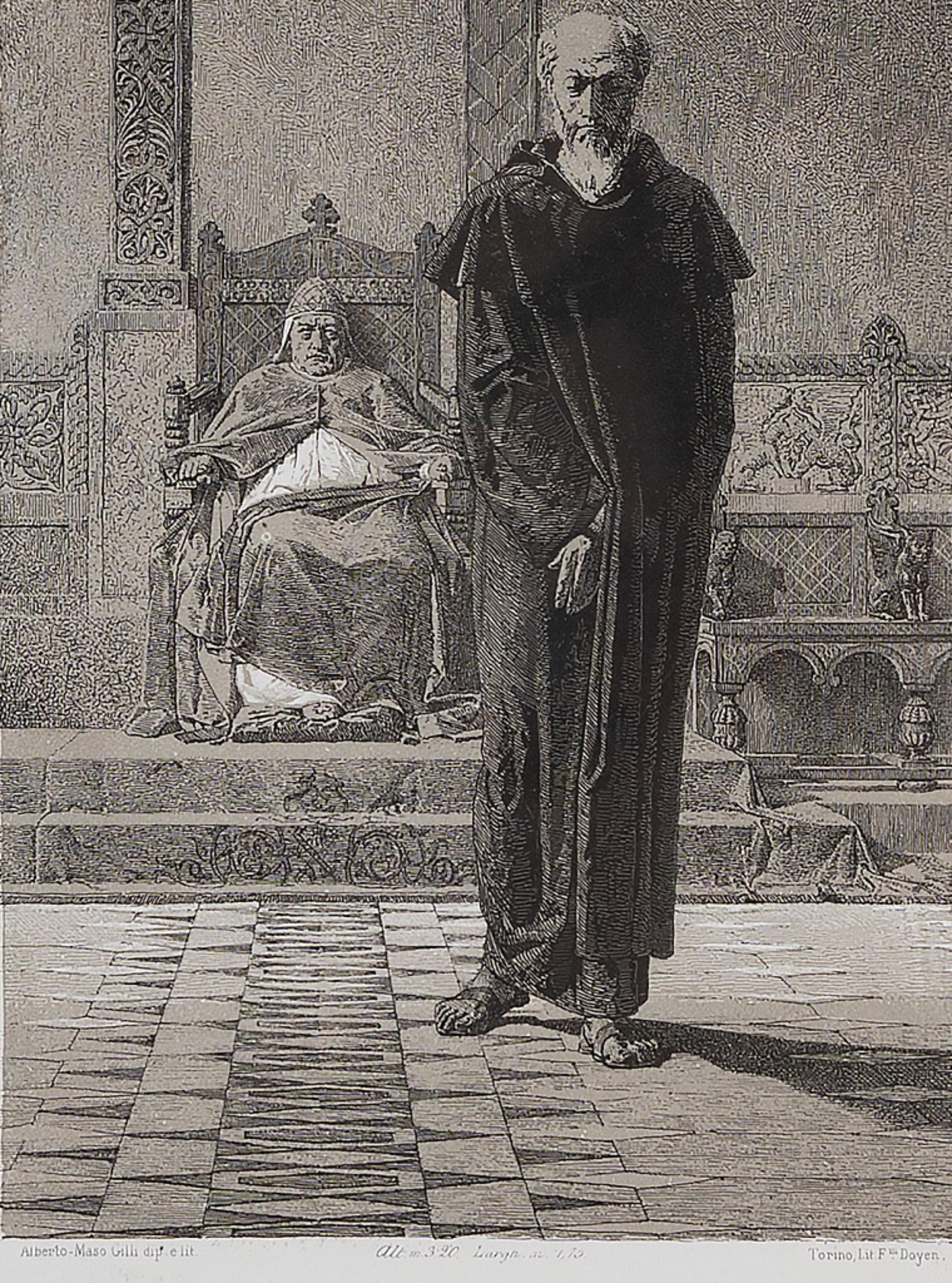 Ritratto di Arnaldo da Brescia - Litografia di Alberto Maso Gilli - XIX secolo