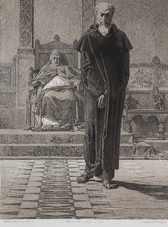Portrait of Arnaldo da Brescia - Lithograph by Alberto Maso Gilli - 19th Century