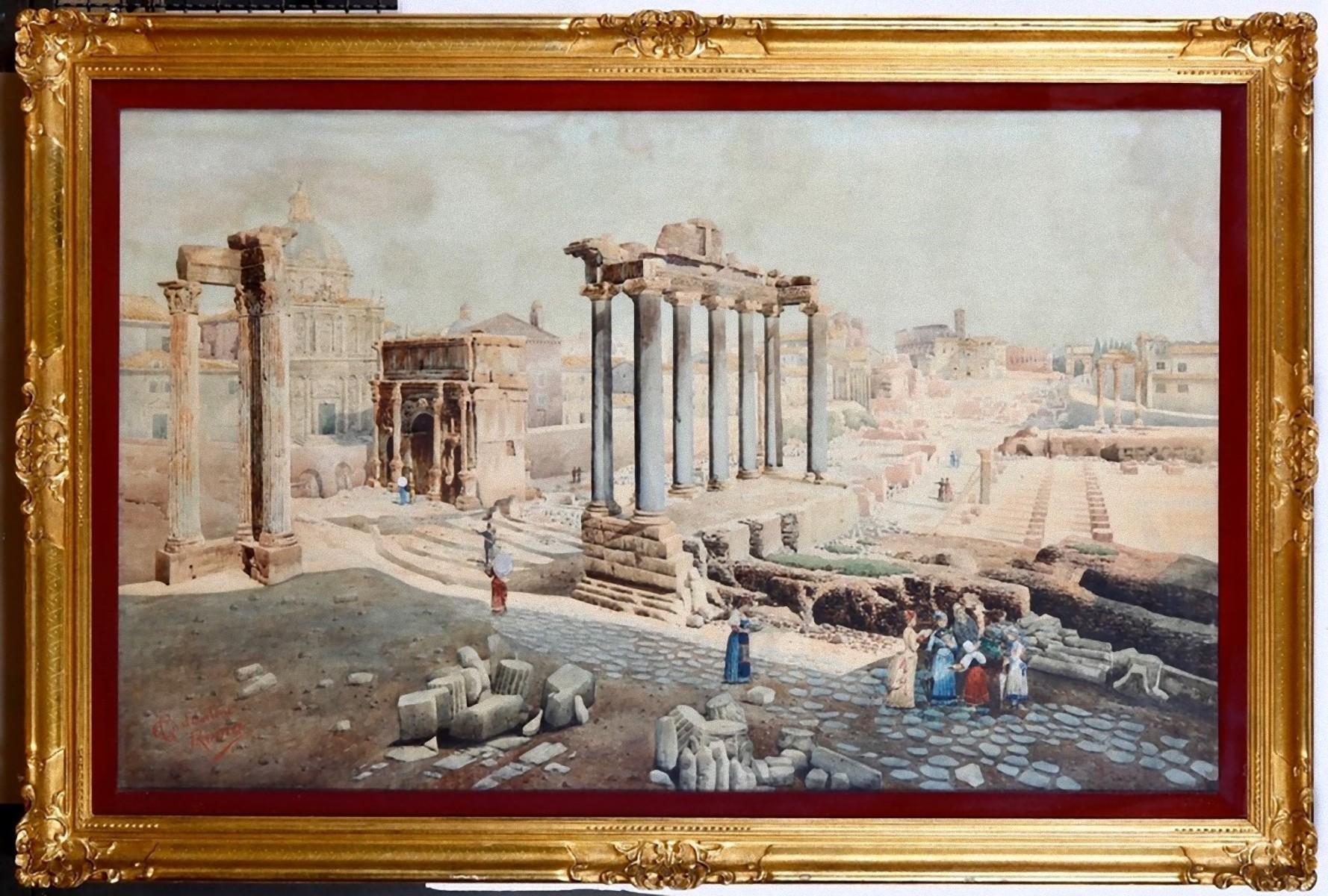 Ansicht des Forum Romanum – Aquarell von Giuseppe Costantini – 1870er Jahre im Angebot 1