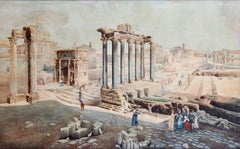 View of the Forum Romanum - Watercolor by Giuseppe Costantini - 1870s