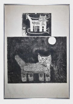 Cats  - Original Etching by Gian Paolo Berto - 1974